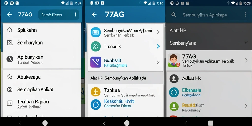 Tampilan antarmuka 77AG yang sederhana untuk menyembunyikan aplikasi.