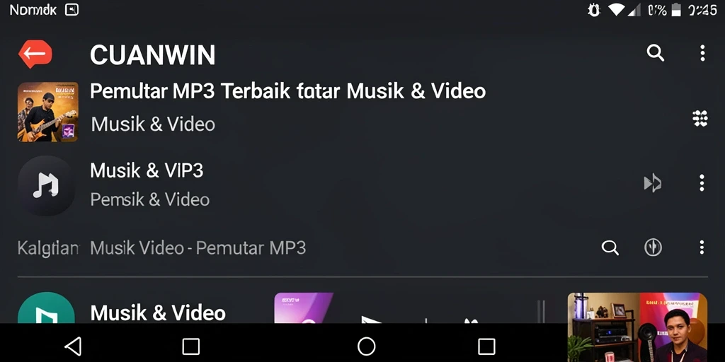 Tampilan antarmuka CUANWIN yang memudahkan pemutaran MP3.