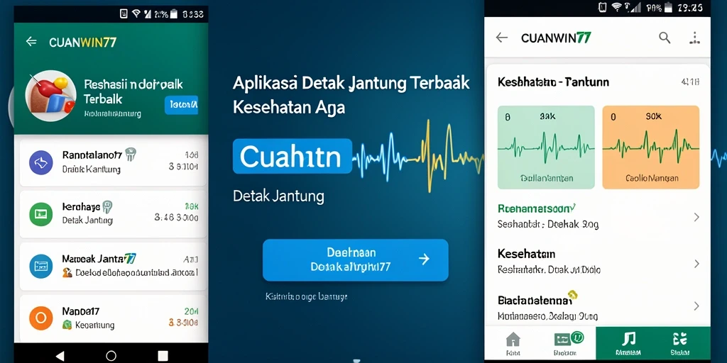 Antarmuka aplikasi CUANWIN77 yang menampilkan pemantauan detak jantung.
