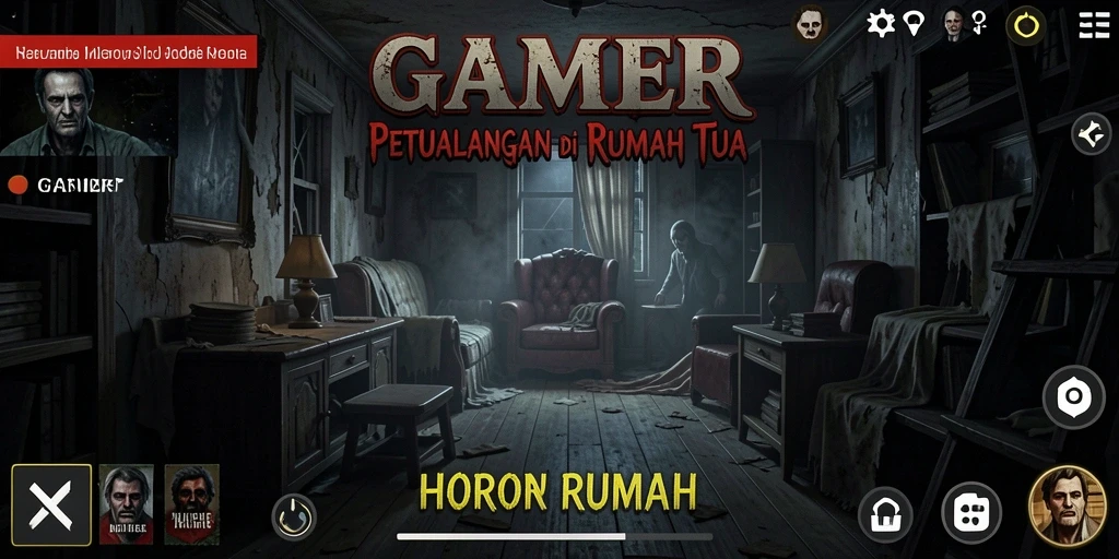 Antarmuka menarik dari game horor yang menegangkan.