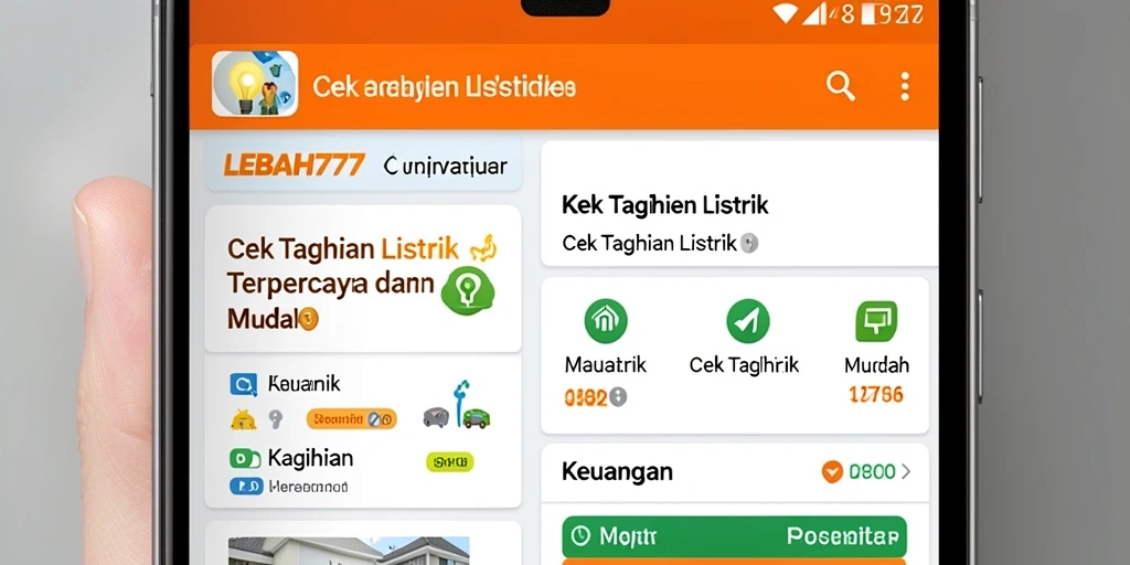 Screenshot utama LEBAH777 menunjukkan antarmuka cek tagihan listrik yang mudah digunakan.