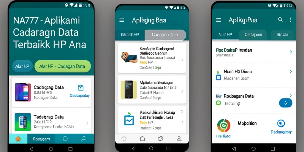 Tampilan utama NA777 dengan fungsi cadangan data yang sederhana.