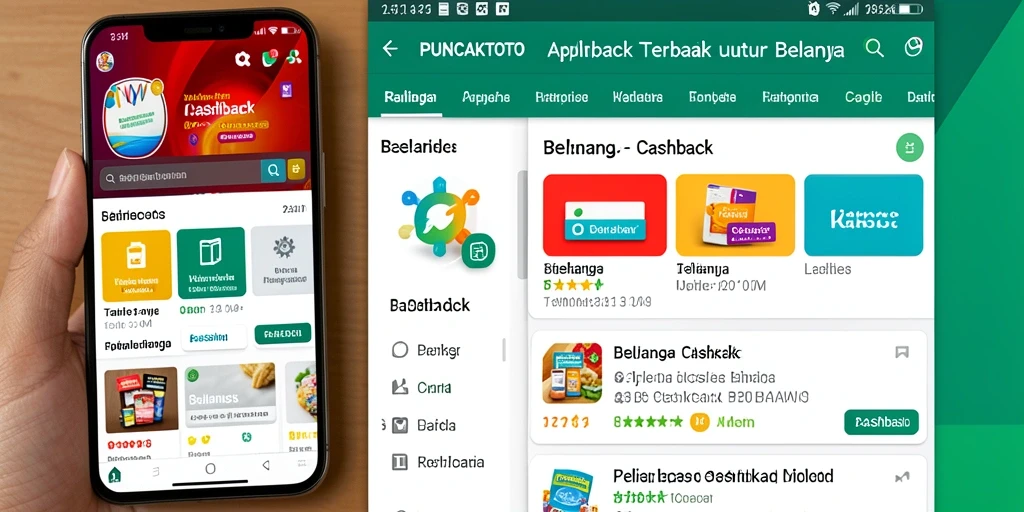 Tampilan antarmuka aplikasi PUNCAKTOTO dengan berbagai penawaran cashback.