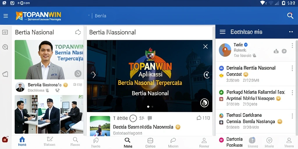 Screenshot antarmuka aplikasi TOPANWIN yang menampilkan berita nasional.